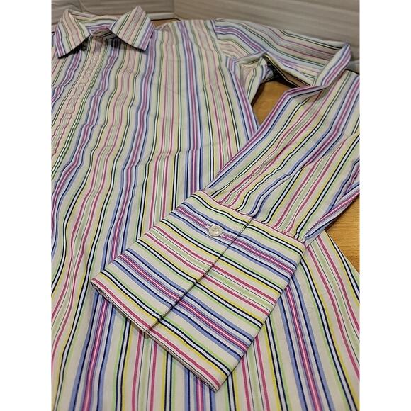 RALPH LAUREN Black Label Striped Shirt Womens 12 M L LS Top Rainbow - Picture 3 of 8